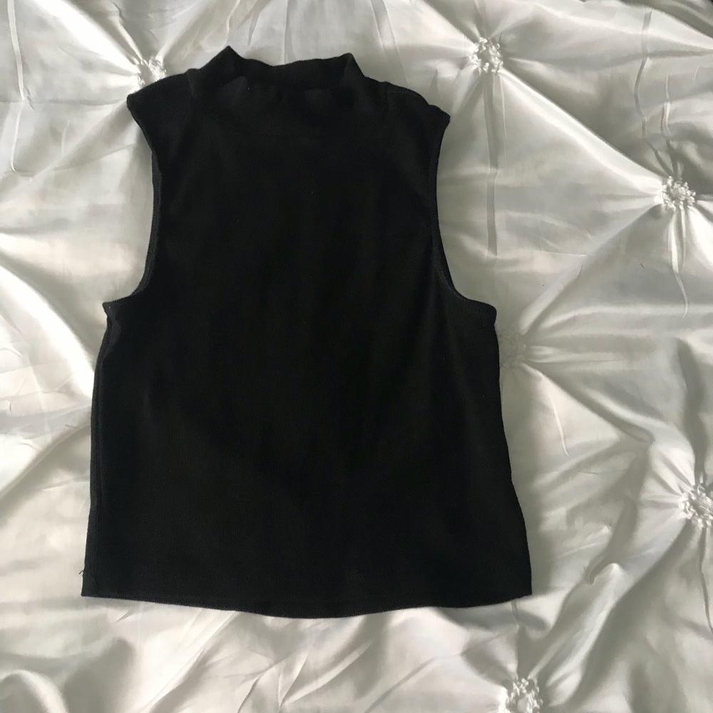 high neck black shirt